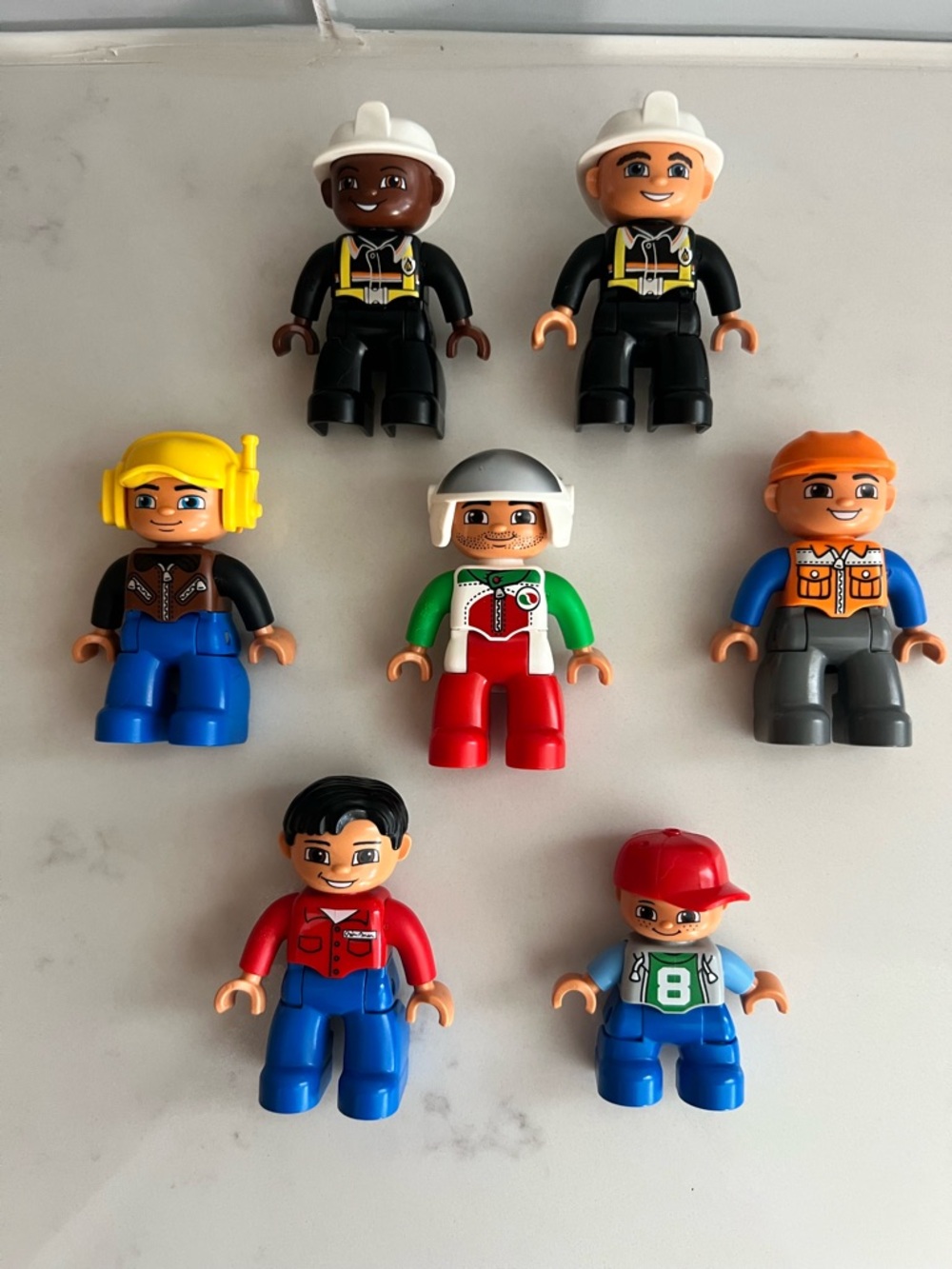 Lego Duplo Minifigures Lot of 7 Male Characters Different Jobs